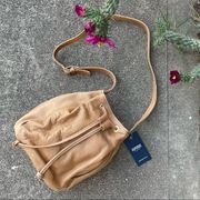 NWT Esperos  Leather Bucket Bag- Tan