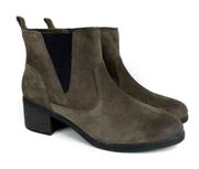 Nevella Bell Khaki Suede Leather Block Heel Ankle Booties Comfort Sole 8