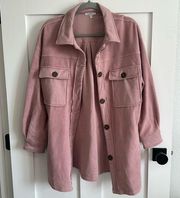 Jodifl dusty rose pink Medium Women’s shacket buttondown collared soft and cozy