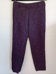 Bar III Black Purple Textured Zebra Print Pants Size 4