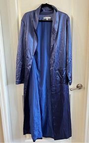 Lovers + Friends Revolve Blue Satin Robe Duster Size Large