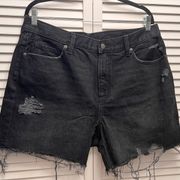 OLD NAVY Denim Black Distressed Shorts Size 14