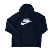 Nike Black Center Swoosh Pullover Hoodie Sweater