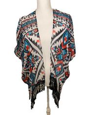 BECCA by Rebecca Virtue Aztec Tribal Boho Beach Cover-up Sarong Kimono Wrap XS/S
