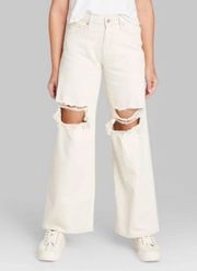 Cream Wide Leg Jeans