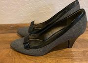 Liz Claiborne Wool Leather Grey High Heels 8.5 Bow