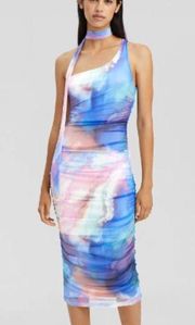 NWT  Printed asymmetric midi dress Size Large