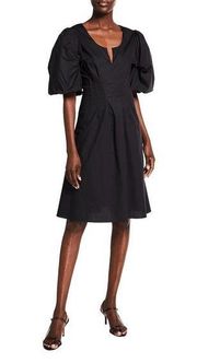 BROCK Collection Queeneste Poplin Puff-Sleeve Dress