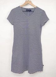 United by Blue T Shirt Dress Striped Organic Cotton Blend Navy White Small