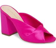 Loeffler Randall Laurel Satin Block Heel Hit Pink Slide Sandal | Size 7.5