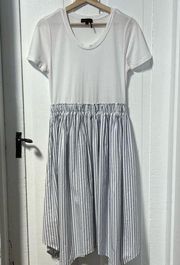 Tshirt dress with striped flowy handkerchief skirt size medium