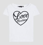 NEW Love Moschino Faux pearl T-shirt size 8 White