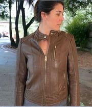 Michael Kors leather bomber jacket