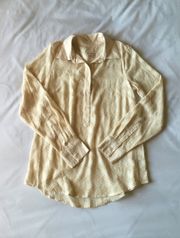 Cream Sheer Chevron Embroidered Long Sleeve Shirt