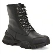 New! Aquatalia Elvira Leather Lace Up Boots Hiking Combat Lug Sole