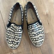 Via Spiga Galea Slip-On Casual Sneakers, Black White Snake Sz 6