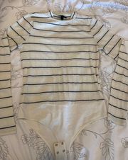 Cream & Black Striped Bodysuit