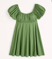 Ruched Puff Sleeve Mini Dress in Green Size XXS Tall NWT