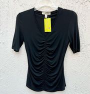 Burberry ruched shirt sleeve black top XS