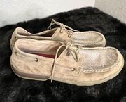 Womens Twisted X Brown/ Silver Berry Boat Shoe WDM0120 Size 9.5