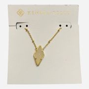 Kendra Scott Kingsley Necklace Short Gold Mother Pearl Drusy Diamond Shaped NWT