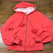 Tangerine Deluxe Full Zip Hoodie Wm Sm Balloon Sleeve Tassel Tie Style 5657