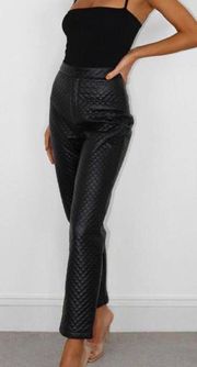 Faux Leather Quilted Slim Leg Pants