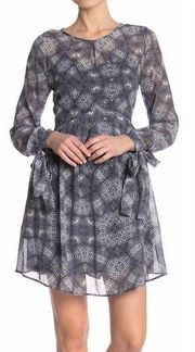 Sam Edelman Geometric Printed Tie Sleeve Dress