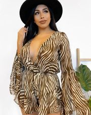 Brown Zebra Printed Romper From Lauras Boutique