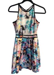 Parker Womens Emmy Fit and Flare Multi Color Racerback Dress Sz XS Stretch