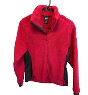 Women's Helly Hansen Red Sherpa Fill Zip Long Sleeve Warm Jacket Size Small