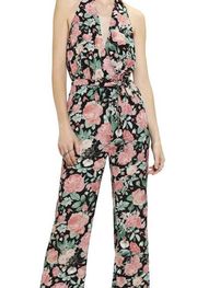 Lovers + Friends Floral Halter Jumpsuit Black and Pink Size XS