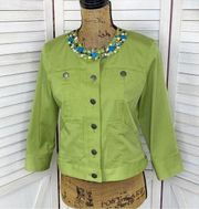Ruby Rd Petite Beaded Collar Crop Jacket Green 6P