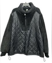 Livi Half Zip Sherpa Pullover Size 22 / 24 Quilted Puffer Front Black