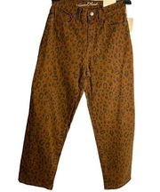 Universal Thread Vintage Straight Jeans 00 Brown Leopard Print Cropped NEW