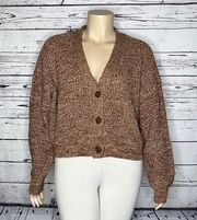 Cara Santana x Nine West NWT Size XXL Brown & Ivory  Crop Sweater Cardigan