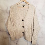 Womens  Fuzzy Knit Cream Sweater Cardigan Size XS