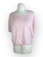 Primark Light Pink Front Tie Relaxed Tee | Casual Basic T-Shirt SMALL