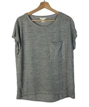 Caslon Light Gray Flora Stripe Pocket Bust Short Sleeve T-Shirt M