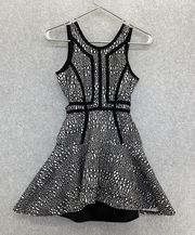 Parker Sleeveless Cutout sides Asymmetrical hem Black White Dress XS fit flare