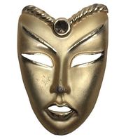 Vintage Gold Tone Brooch Pin Drama Theater Face Mask Masquerade