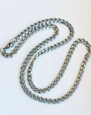 Unworn Silver Cuban Unisex Masc Link Chain Necklace 