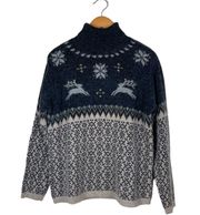 Vintage  Fair Isle Reindeer Sweater Angora Turtleneck Women’s Large