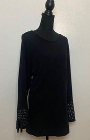 Nic + Zoe Sweater Cotton Belle Sleeve Studded 2X