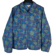 Christopher & Banks Blue Green Purple Quilted Full Zip Jacket Size Extra Large