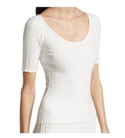 SIMON MILLER RIB VISTA SCOOP NECK WHITE TOP