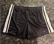 Nike Vintage Striped Basketball Shorts Black Swoosh Size L (12-14)