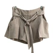Vintage Aqua Pleated Belted Shorts Gray XS