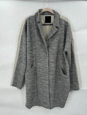 Just Female Wool Blend Single Button Heather Grey Women Medium Long Length Coat