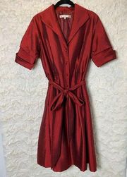 Evan Picone Red Fancy Cocktail Evening Midi Dress Size 10